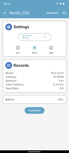 Screenshot of nRF Toolbox for Bluetooth LE