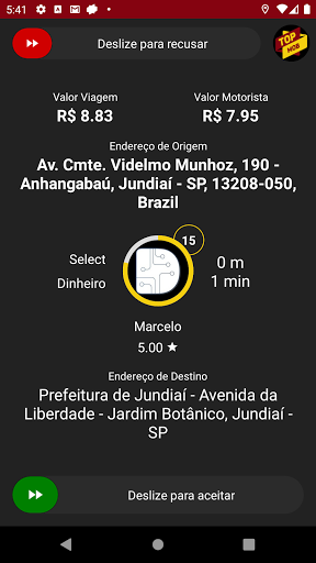 Android application TOP MOB - Motorista screenshort
