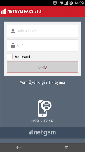 Android application Netgsm Faks screenshort
