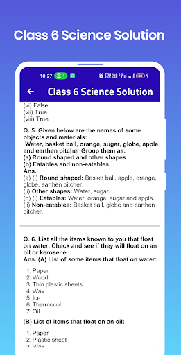 Class 6 Science Solution Screen 3