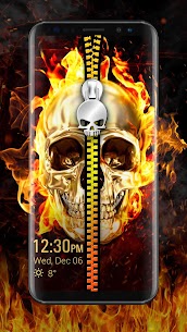 Skull & zipper style lock screen For PC installation