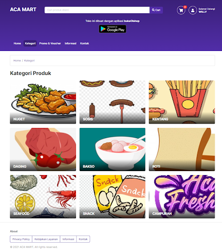 Android application Aca Mart screenshort