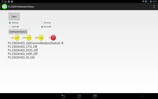 Prolific PL2303 Modem Status