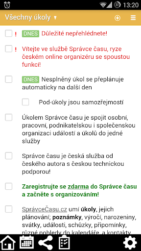 Android application Správce času screenshort