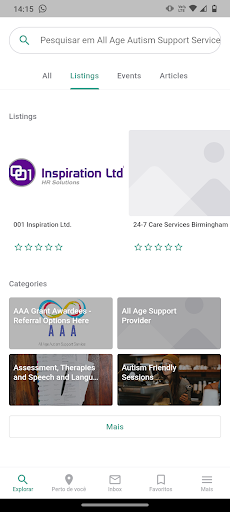 All Age Autism Support Service Screen 2