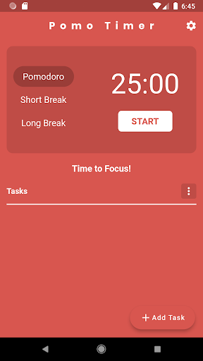 Android application Pomodoro Timer screenshort