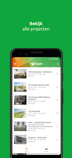Android application BAM bouwt screenshort