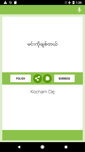 Polish-Burmese Translator Screen 2