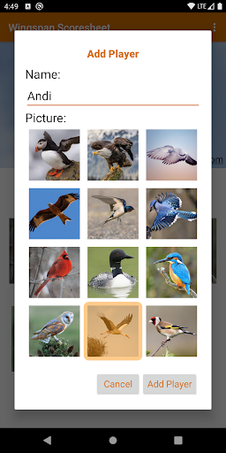 WingScore Screen 2