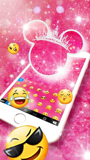 Cute Pink Crown Minny Keyboard Screen 2
