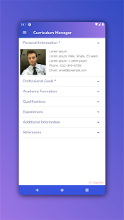 Curriculum Manager / Resume Screenshot