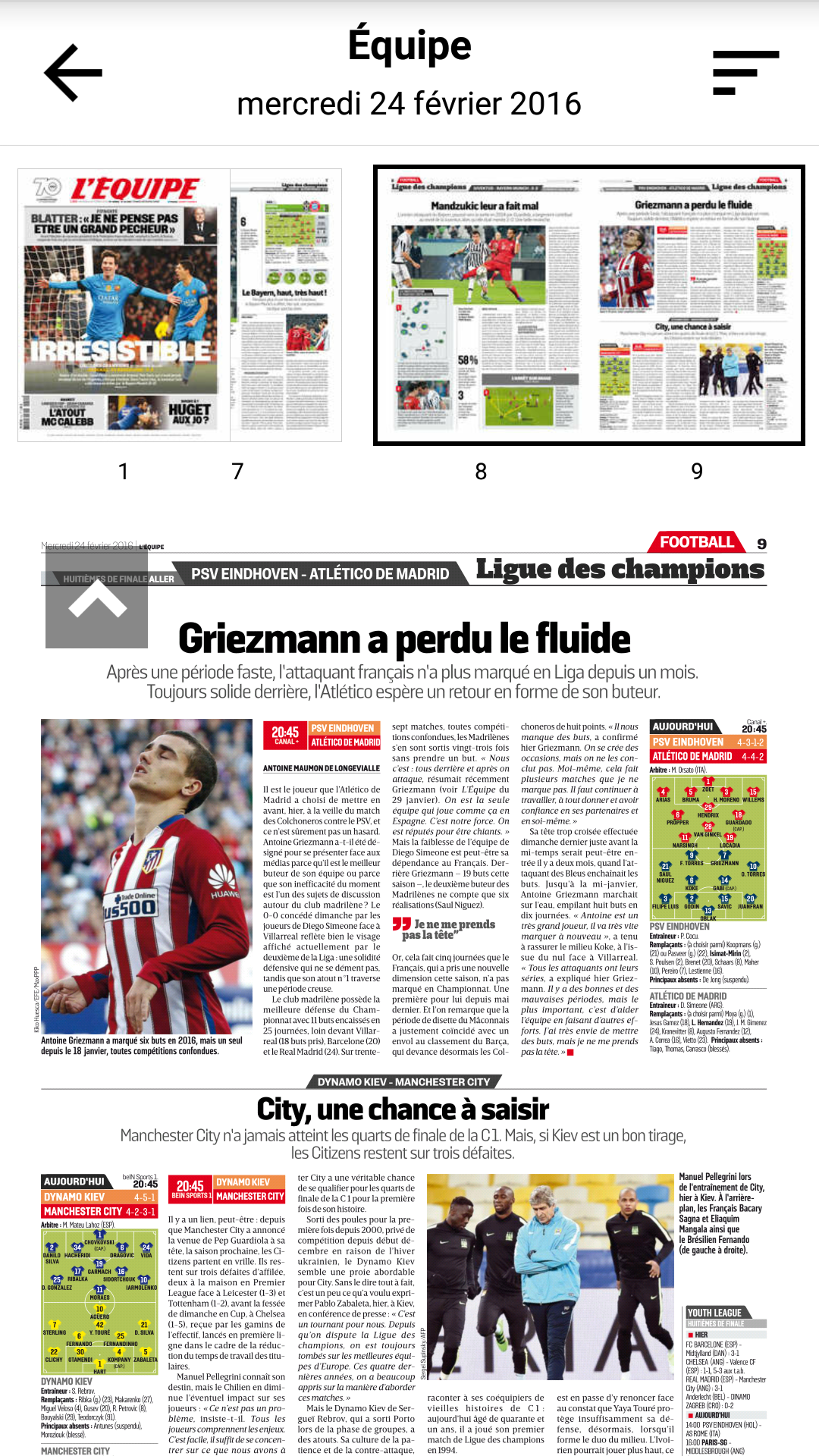 Android application Le journal L'Equipe screenshort