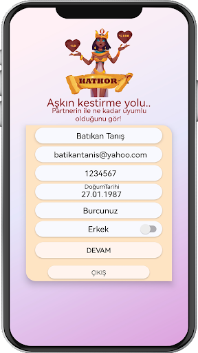 Android application Hathor : Aşk, Uyumluluk Falı screenshort