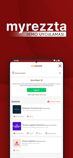 Android application Myrezzta Yemek Sipariş screenshort