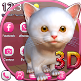 3D White Kitty Animation Theme With Live Wallpaper icon