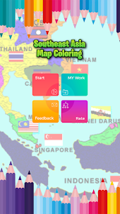 Mapa colorir do sudeste Ásia