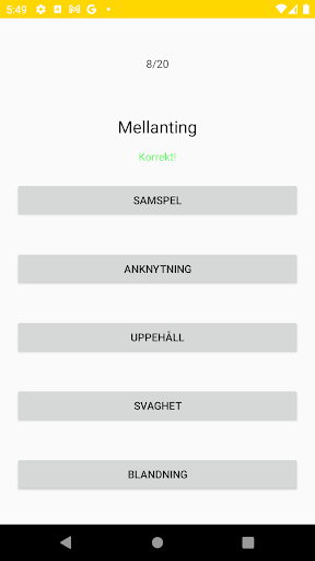 Android application Ordtestet Pro screenshort