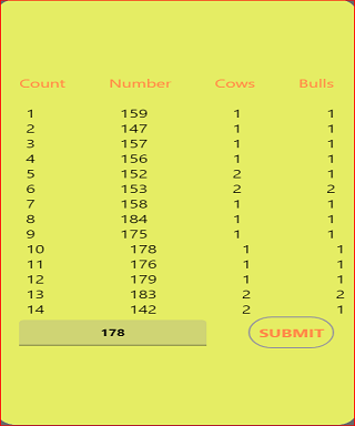 Guess Cows And Bulls 1.1 Screen 3