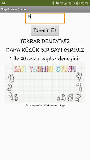 Sayı Tahmin Oyunu-Muhammet,Ege Screen 2