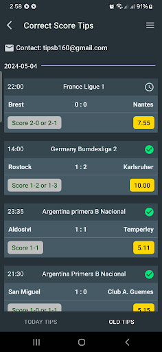 Betting Tips - Correct Score Screen 3