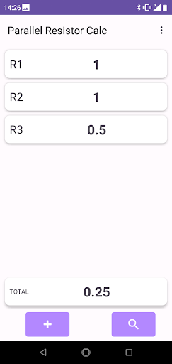 Parallel Resistor Calculator Screen 2