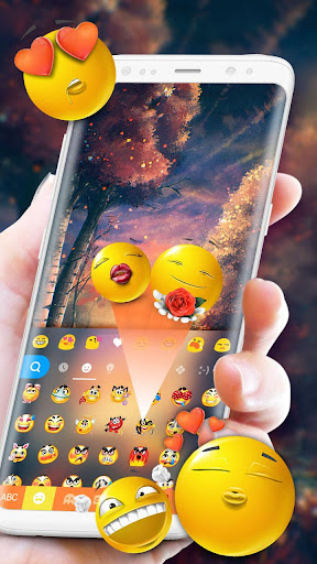 Gold Autumn Leaf Keyboard Them Screen 3