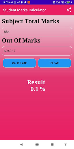Student Marks Percentage Calcu Screen 2