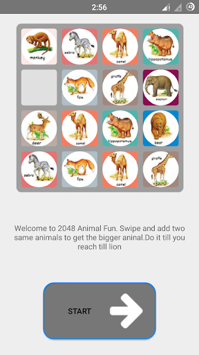Android application 2048 Animal Fun screenshort