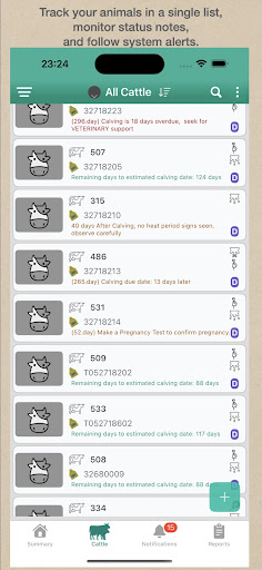Cow Master - Herd Management Screen 2