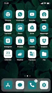 Wow Teal White - Icon Pack