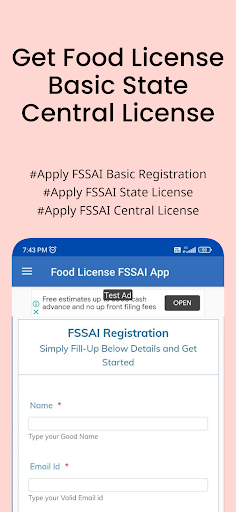 Food Licence App Screen 2