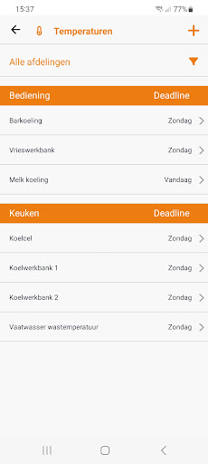 HACCP app Bureau de Wit Screen 2