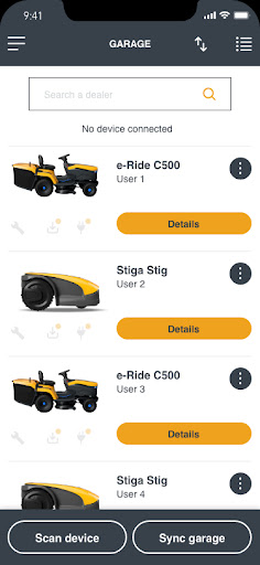 Android application Stiga Service screenshort