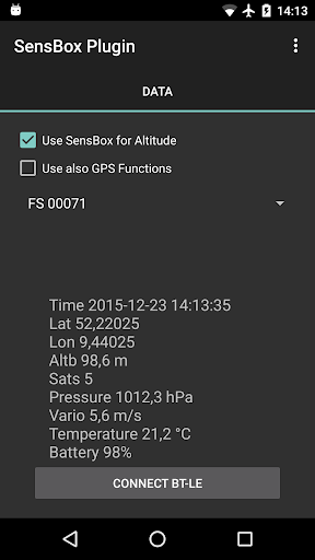 Android application AFTrack SensBox Plugin screenshort