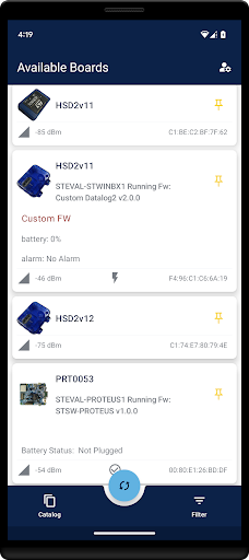 Android application ST BLE Sensor screenshort
