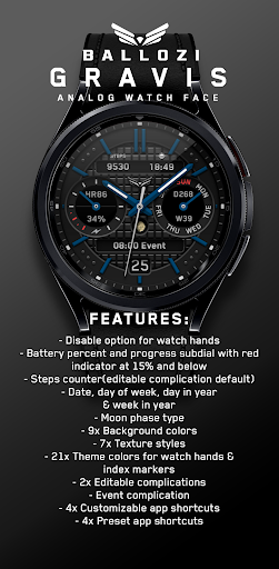 Android application Ballozi GRAVIS Watch Face screenshort