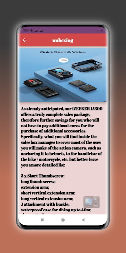 Android application iZEEKER iA800 Camera Guide screenshort