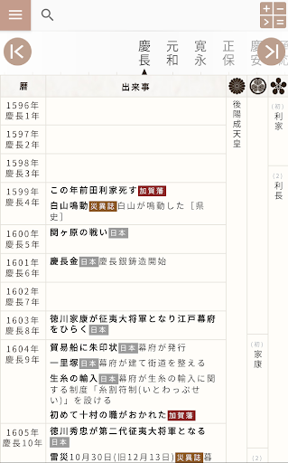 Android application 古今金澤年表　金沢と日本の歴史年表アプリ（石川県災異誌搭載） screenshort
