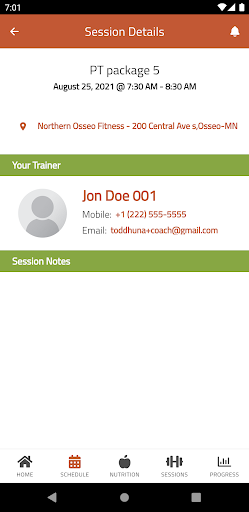 HelloGym Client Screen 3