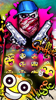 screenshot of Graffiti Gun Mask Skull Keyboard Theme