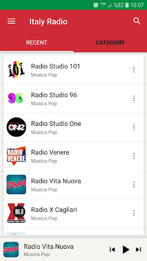 Android application List of radio stations Italy screenshort