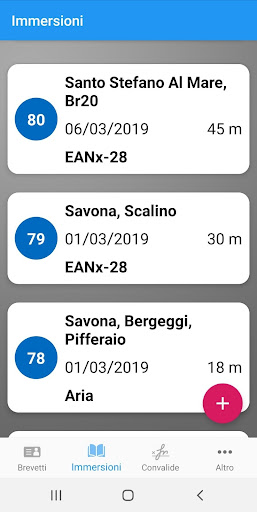 Logbook Immersioni Screen 2