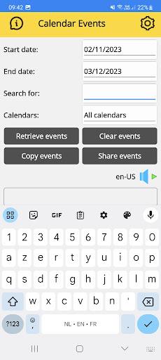 Calendar Events Screen 3