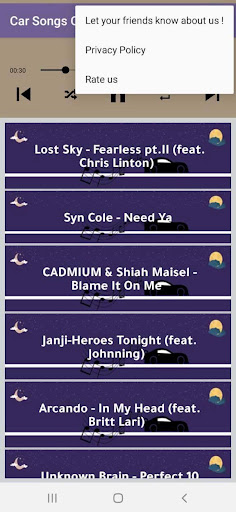 Offline Car Songs Screen 2