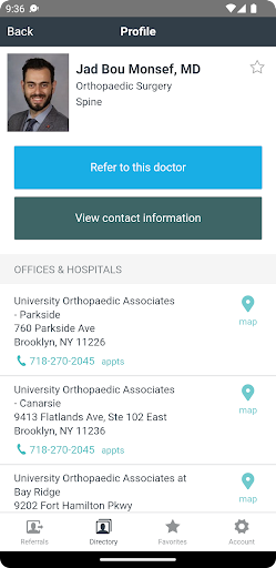 Downstate Health Referral App Screen 2