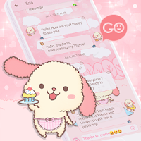 SMS Theme Rabbit Fluffy Pink - wallpaper messages