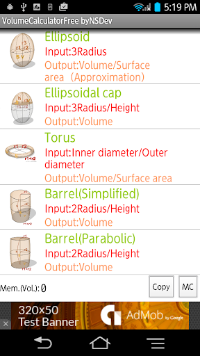 VolumeCalculator byNSDev Screen 2