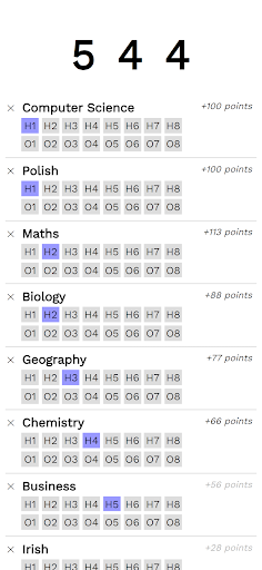 Android application Leaving Cert Point Calculator screenshort