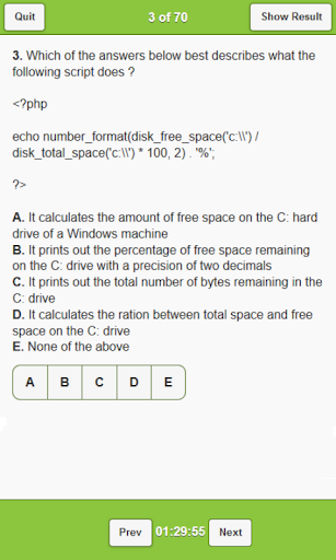 Zend PHP Practice Exam Lite Screen 2