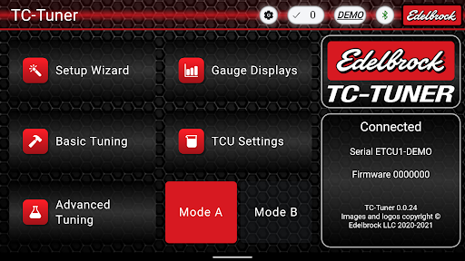Android application Edelbrock TC Tuner screenshort